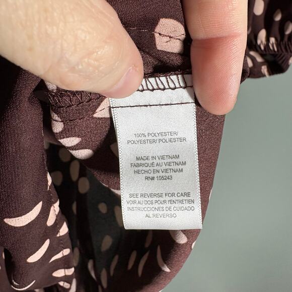 Bobeau Women's Dark Purple & Pink Polka Dot Blouse - Size Small - Tunic Length - Picture 5 of 6